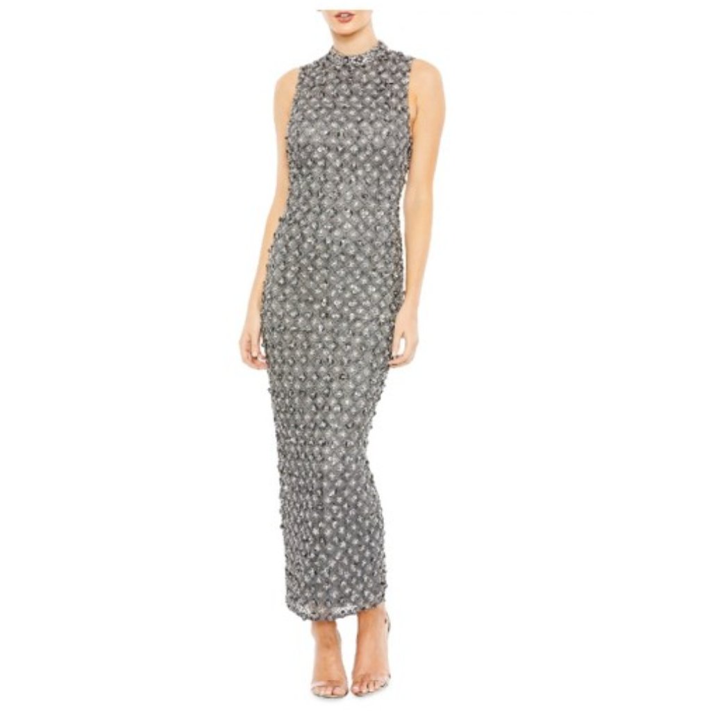 Mac Duggal | Embellished Sleeveless Column Gown | Color: Charcoal | Size 2